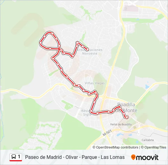 1 Bus Line Map