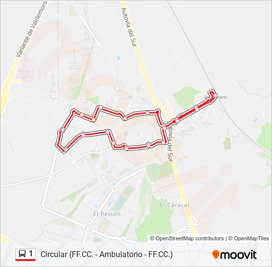 Mapa de 1 de autobús