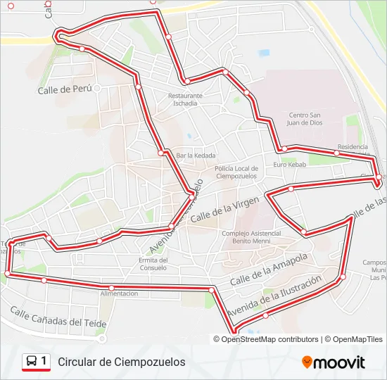 1 Bus Line Map