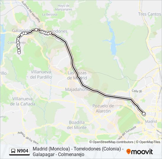 N904 bus Line Map