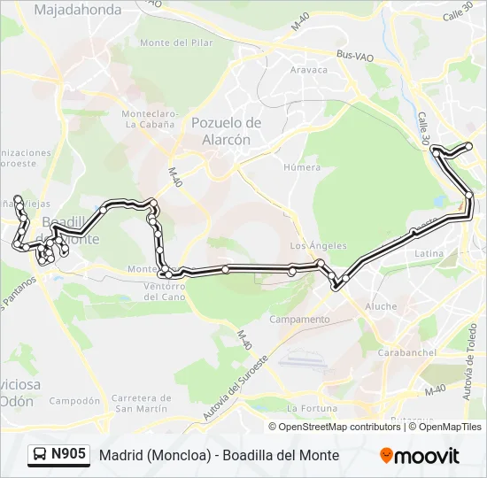 N905 Bus Line Map