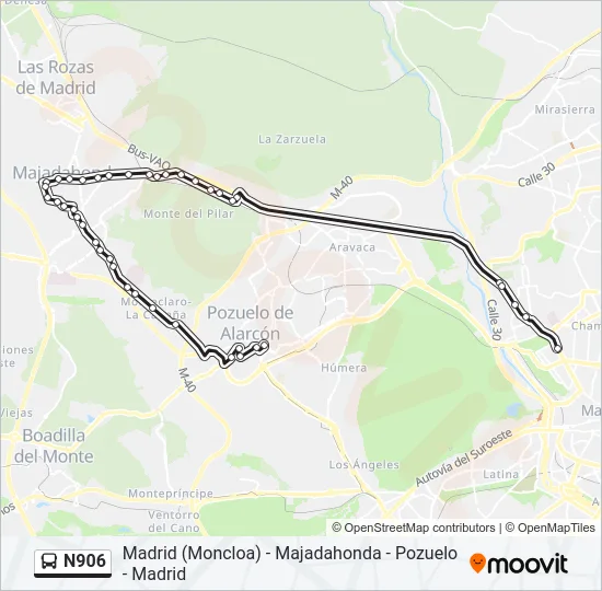 N906 Bus Line Map