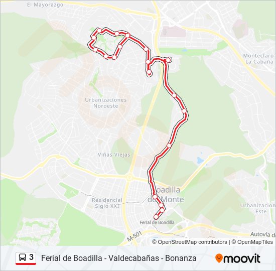 Mapa de 3 de autobús