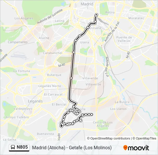 N805 Bus Line Map