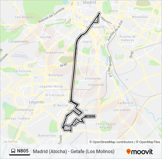 N805 Bus Line Map