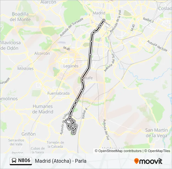 N806 Bus Line Map