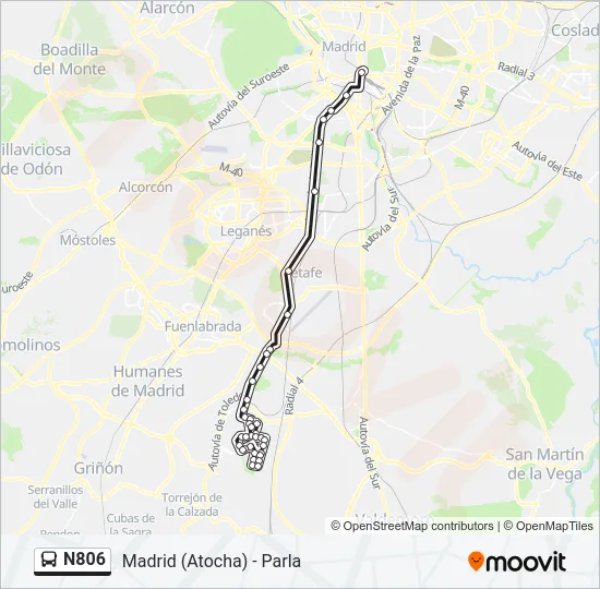 N806 Bus Line Map