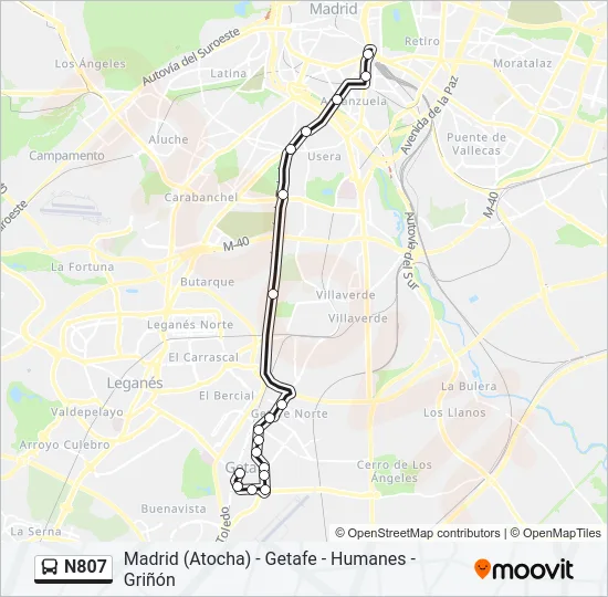N807 Bus Line Map