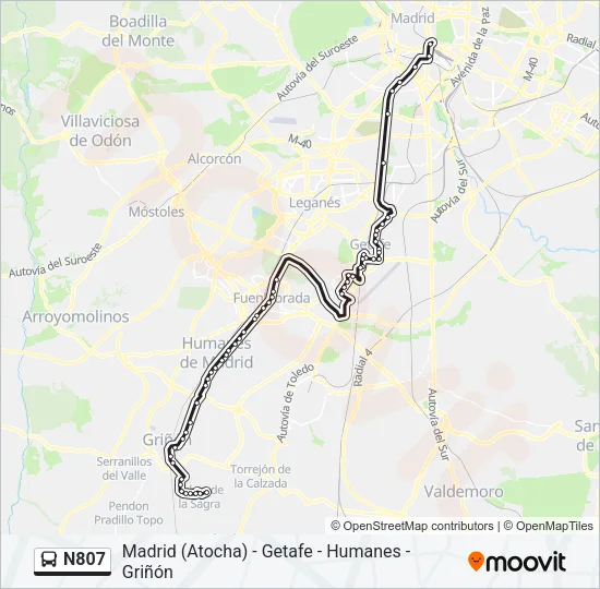 N807 Bus Line Map