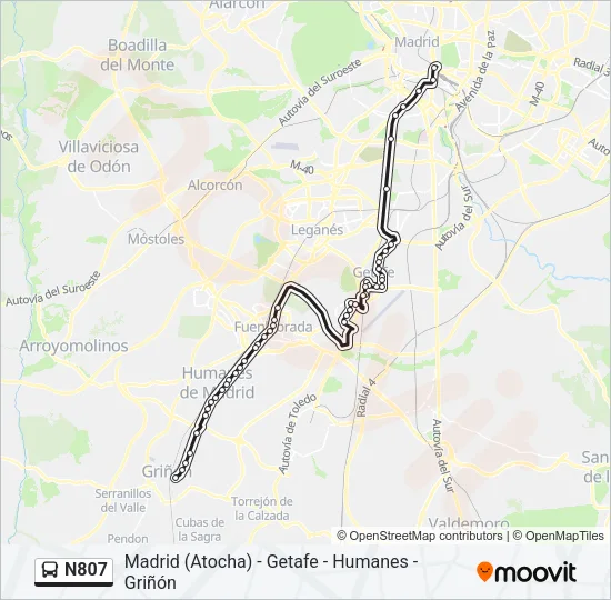 N807 Bus Line Map