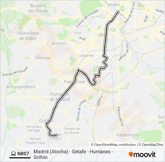N807 Bus Line Map