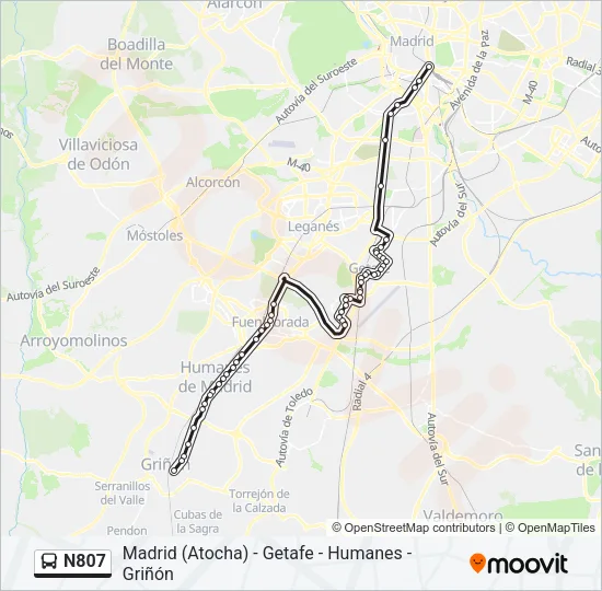N807 Bus Line Map