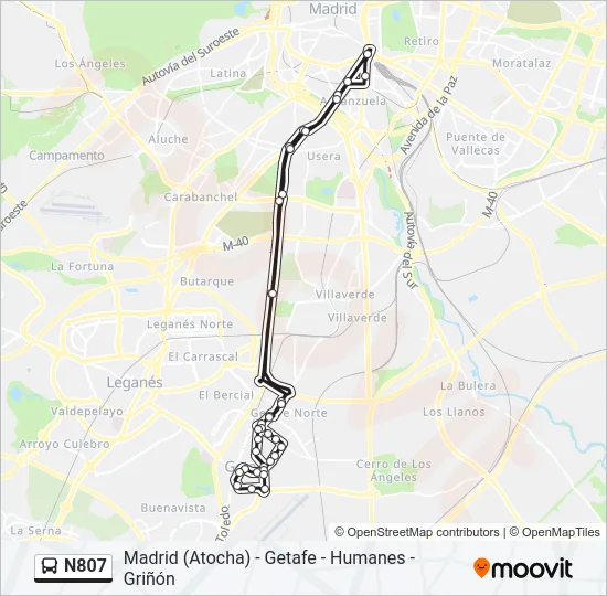 N807 Bus Line Map