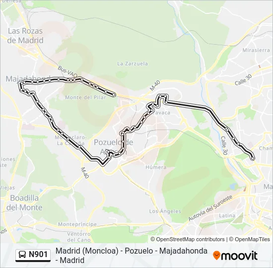 N901 Bus Line Map