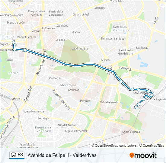 E3 Bus Line Map