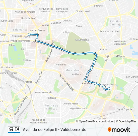 E4 bus Mapa de línia