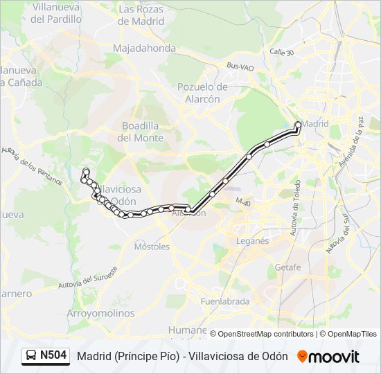 N504 bus Mapa de línia