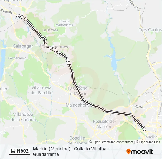 N602 Bus Line Map