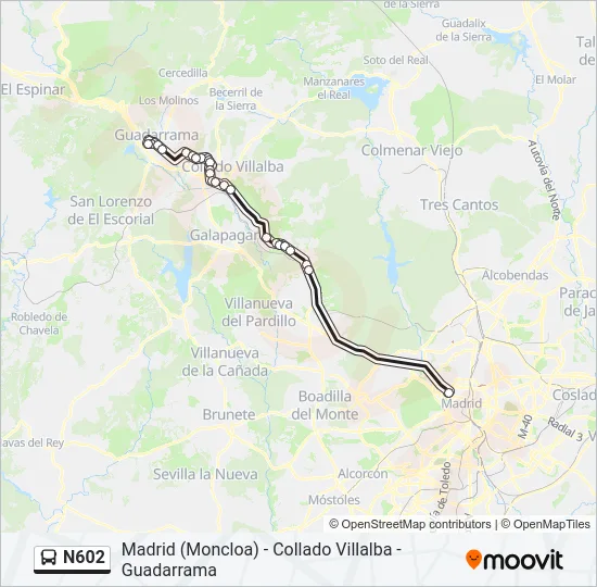 N602 Bus Line Map