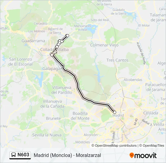 N603 Bus Line Map