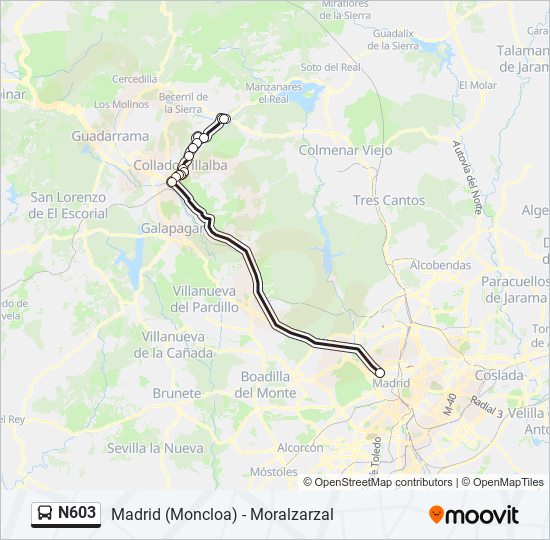 N603 bus Line Map