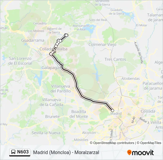 N603 Bus Line Map