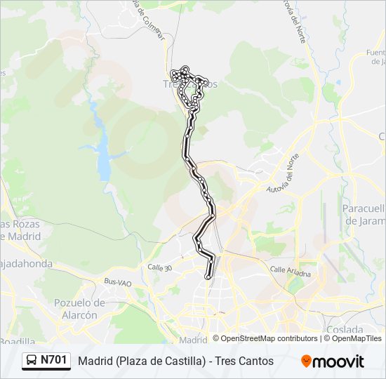 N701 bus Mapa de línia