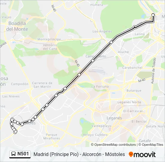 N501 Bus Line Map