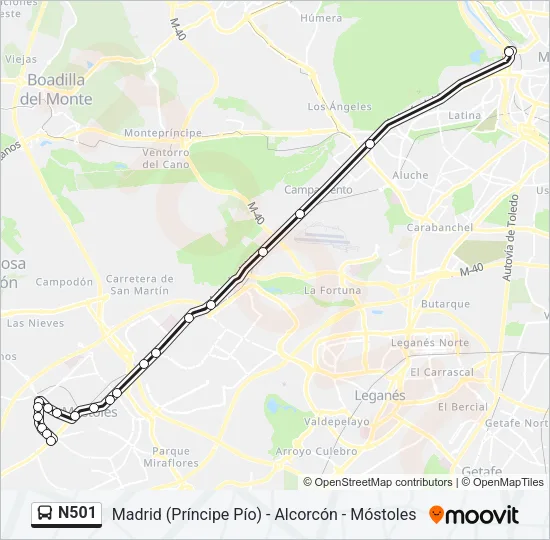 N501 Bus Line Map