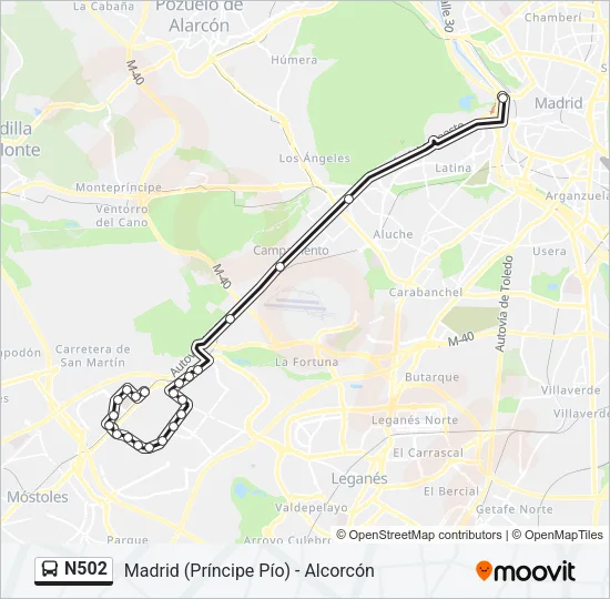 N502 Bus Line Map