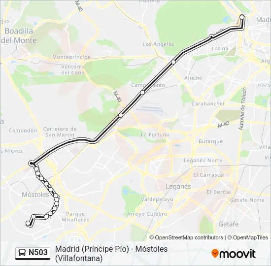 N503 Bus Line Map