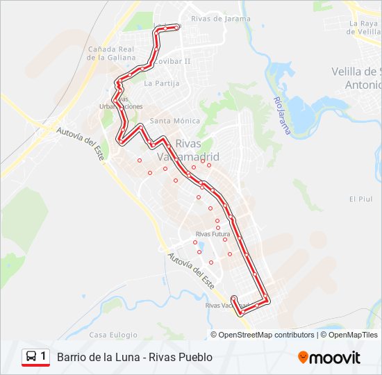 Mapa de 1 de autobús