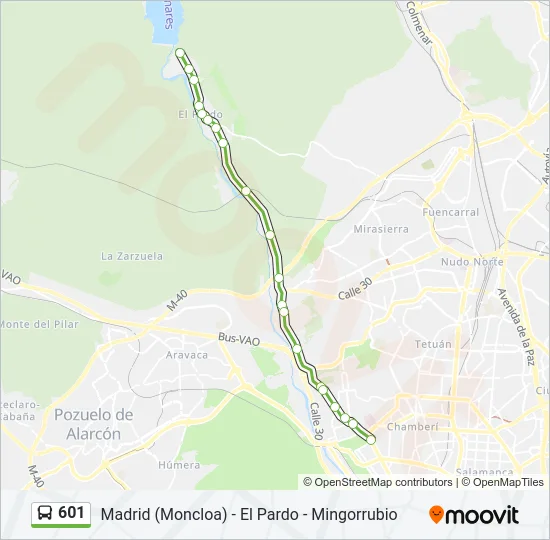 601 Bus Line Map