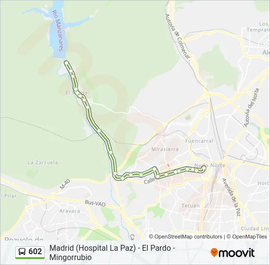 602 bus Mapa de línia
