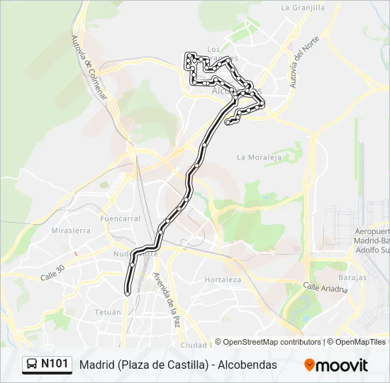 N101 Bus Line Map