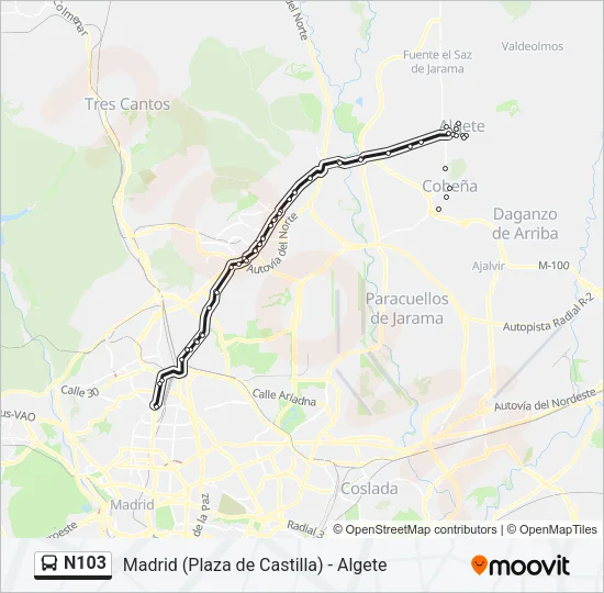 N103 Bus Line Map