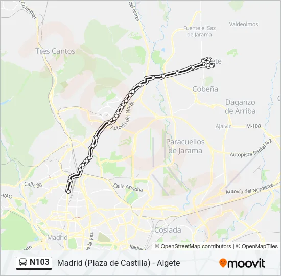 N103 Bus Line Map