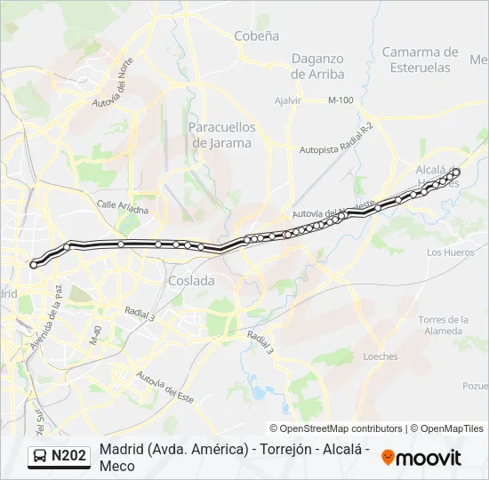 N202 Bus Line Map