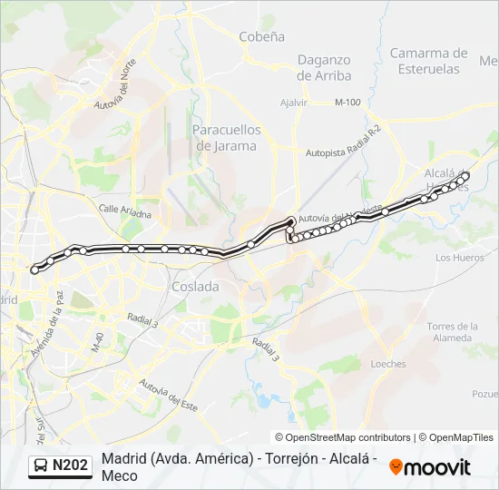 N202 Bus Line Map