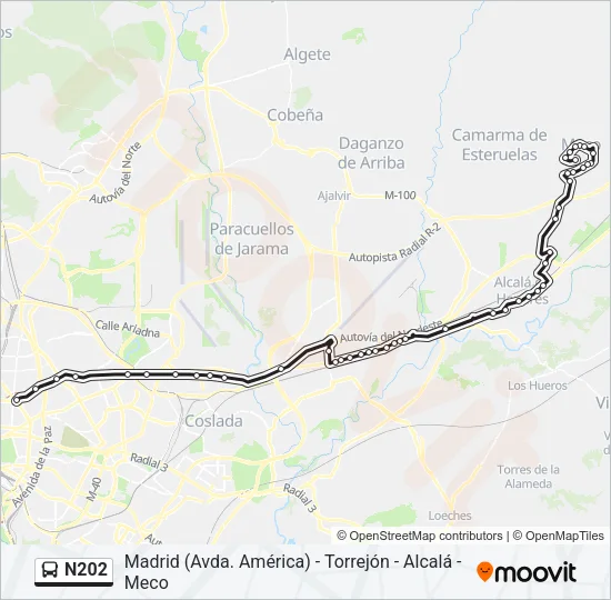N202 Bus Line Map