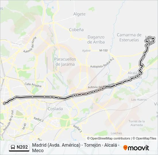 N202 Bus Line Map