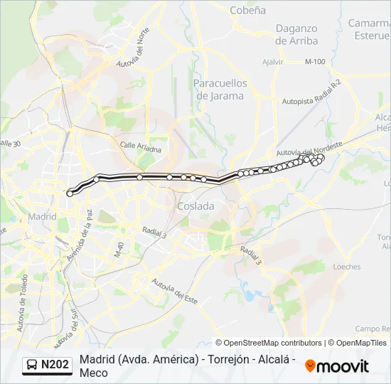N202 Bus Line Map