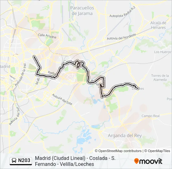 N203 Bus Line Map