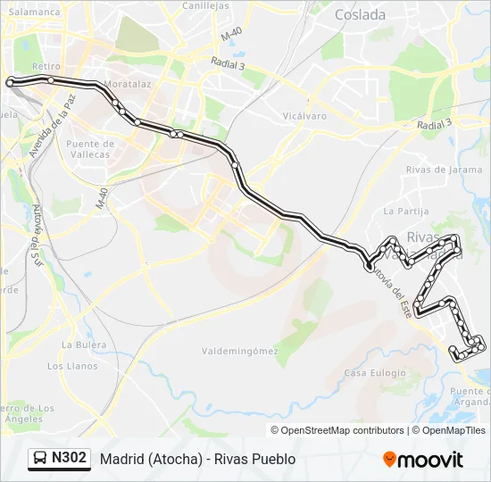 N302 Bus Line Map