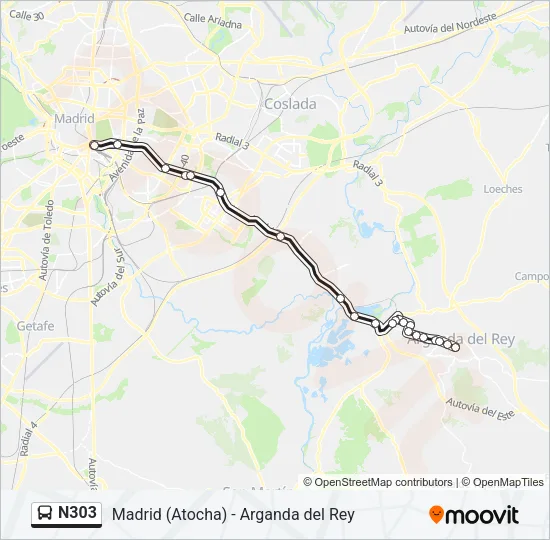 N303 Bus Line Map