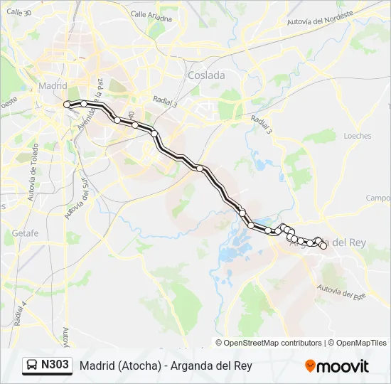 N303 Bus Line Map