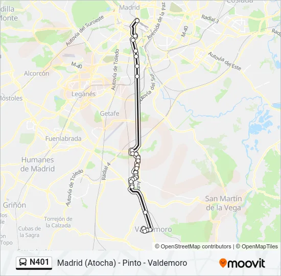 N401 Bus Line Map