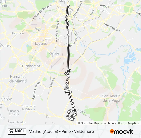 N401 Bus Line Map