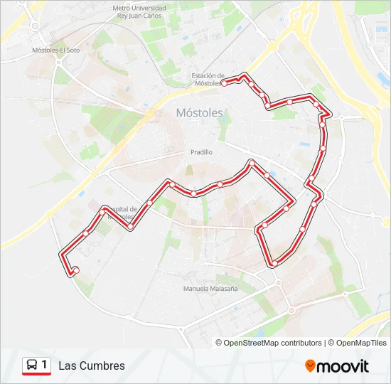 Mapa de 1 de autobús