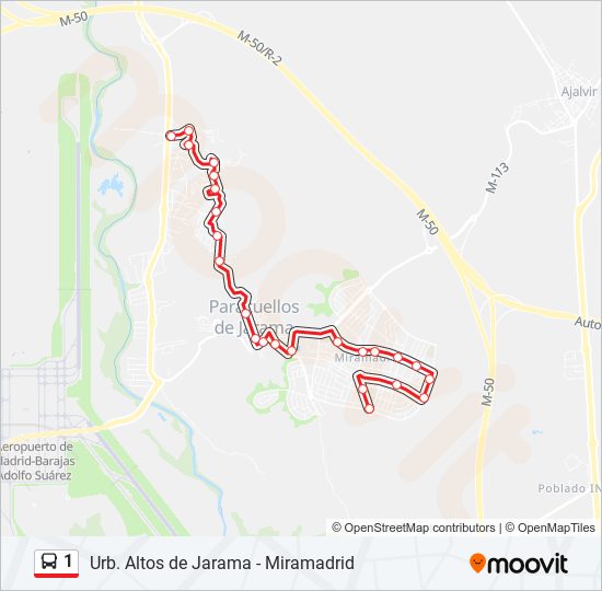 1 bus Line Map